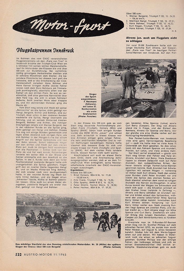 1963 AM 11 Strassenrennen Flugplatz Innsbruck Holz Ergebn 700px